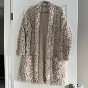 ZARA Trafaluc Cream Moroccan Shag Jacket Medium